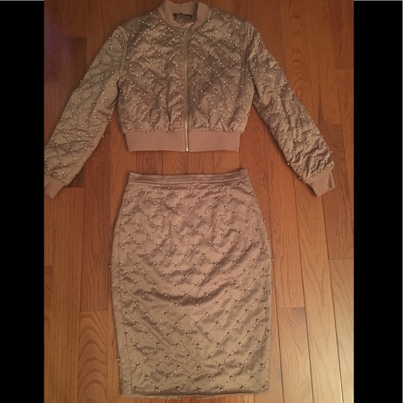 House of CB Beaded Bomber Jacket and Skirt - Picture 1 of 3